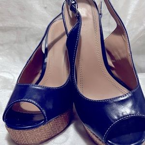 Navy blue high heel party shoes